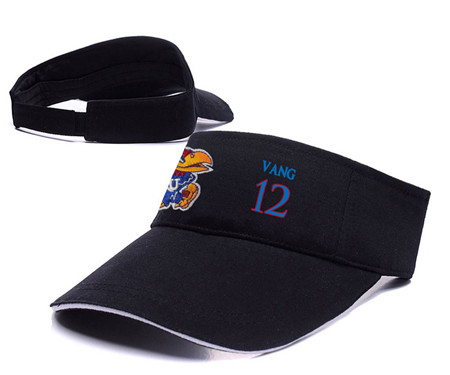 Kansas Jayhawks 12 Tucker Vang Black College Basketball Adjustable Visor
