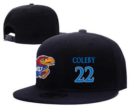 Kansas Jayhawks 22 Dwight Coleby Black College Basketball Adjustable Hat