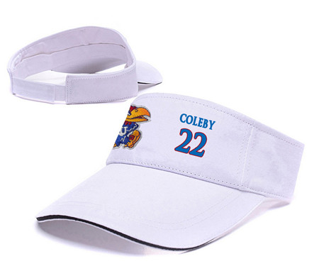 Kansas Jayhawks 22 Dwight Coleby White College Basketball Adjustable Visor