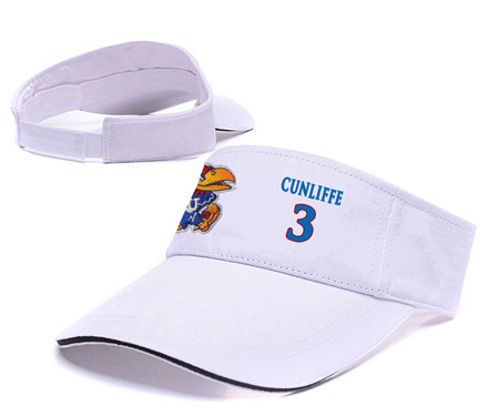 Kansas Jayhawks 3 Sam Cunliffe White College Basketball Adjustable Visor