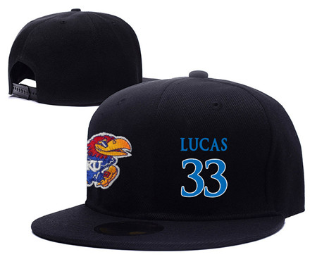 Kansas Jayhawks 33 Landen Lucas Black College Basketball Adjustable Hat