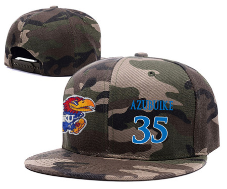 Kansas Jayhawks 35 Udoka Azubuike Camo College Basketball Adjustable Hat