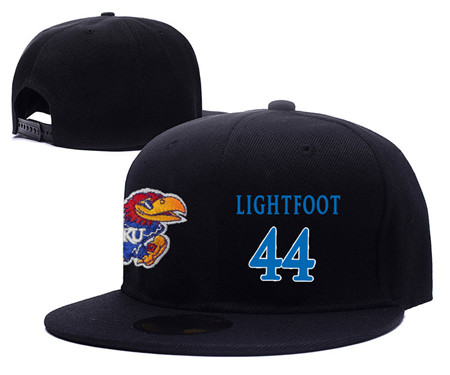 Kansas Jayhawks 44 Mitch Lightfoot Black College Basketball Adjustable Hat