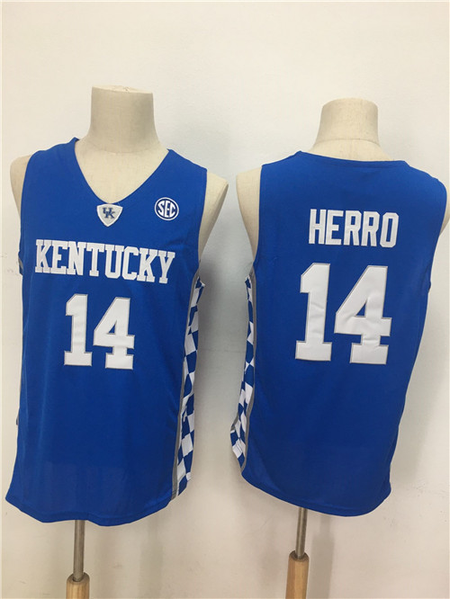Kentucky Wildcats 14 Tyler Herro Royal College Basketball Jersey