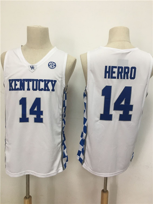 Kentucky Wildcats 14 Tyler Herro White College Basketball Jersey Kentucky Wildcats 14 Tyler Herro White College Basketball Jersey