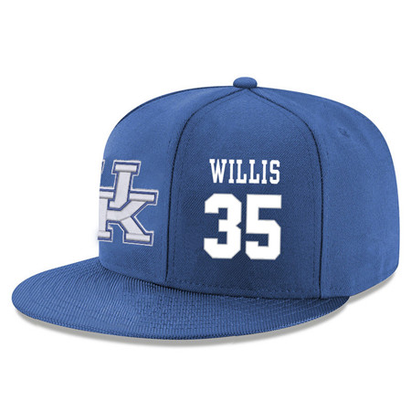 Kentucky Wildcats 35 Derek Willis Blue Adjustable Hat