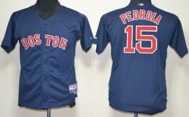 Kids Boston Red Sox 15 Dustin Pedroia Blue MLB Jerseys Kids Boston Red Sox 15 Dustin Pedroia Blue MLB Jerseys