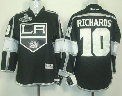 Kids Los Angeles Kings #10 Mike Richards Black Stanley Cup Finals Champions Patch NHL Jerseys LA Style