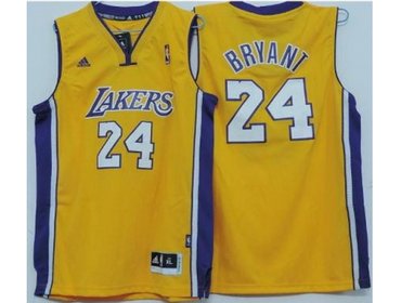 Kids Los Angeles Lakers 24 Kobe Bryant Yellow Revolution 30 Swingman NBA Jerseys