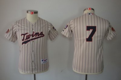 Kids MLB Jerseys Minnesota Twins 7 Mauer Cream Jerseys(blue strip) Kids MLB Jerseys Minnesota Twins 7 Mauer Cream Jerseys(blue strip)