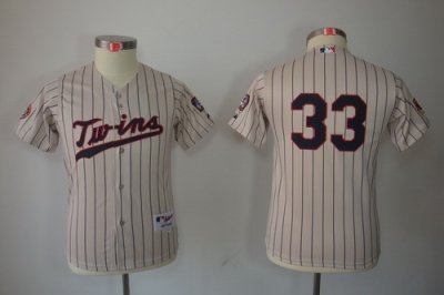Kids Minnesota Twins 33 Justin Morneau Cream Jerseys (blue stripe) Kids Minnesota Twins 33 Justin Morneau Cream Jerseys (blue stripe)
