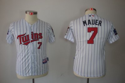 Kids Minnesota Twins 7 Joe Mauer White Pinstripe Jerseys Kids Minnesota Twins 7 Joe Mauer White Pinstripe Jerseys