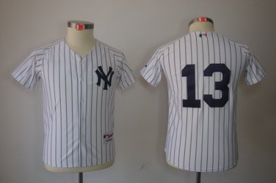 Kids New York Yankees 13# Alex Rodriguez White Jerseys(Black Stripe) Kids New York Yankees 13# Alex Rodriguez White Jerseys(Black Stripe)