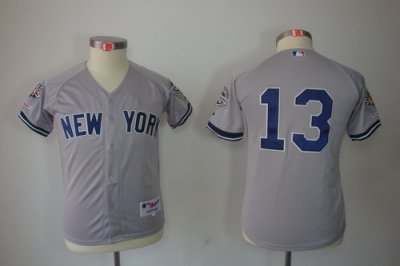 Kids New York Yankees 13 Alex Rodriguez Grey jerseys(2009 Logo WS 09 Champions Pat) Kids New York Yankees 13 Alex Rodriguez Grey jerseys(2009 Logo WS 09 Champions Pat)