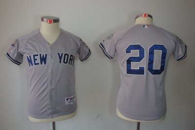 Kids New York Yankees 20 Jorge Posada Grey jerseys(2009 Logo WS 09 Champions Pat) Kids New York Yankees 20 Jorge Posada Grey jerseys(2009 Logo WS 09 Champions Pat)