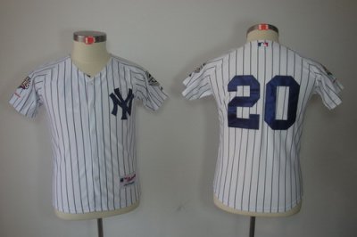 Kids New York Yankees 20 Jorge Posada White jerseys(2009 Logo WS 09 Champions Pat) Kids New York Yankees 20 Jorge Posada White jerseys(2009 Logo WS 09 Champions Pat)