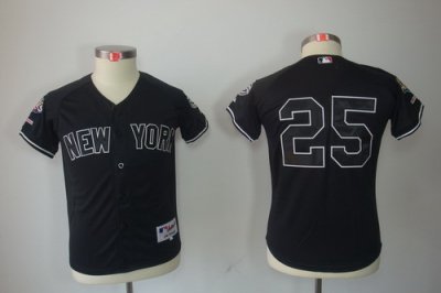 Kids New York Yankees 25 Mark Teixeira Black jerseys(2009 Logo WS 09 Champions Pat) Kids New York Yankees 25 Mark Teixeira Black jerseys(2009 Logo WS 09 Champions Pat)