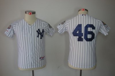Kids New York Yankees 46 Andy Pettitte White jerseys(2009 Logo WS 09 Champions Pat)