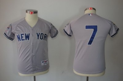 Kids New York Yankees 7 Mickey Mantle Grey Jerseys(2009 Logo WS 09 Champions Pat) Kids New York Yankees 7 Mickey Mantle Grey Jerseys(2009 Logo WS 09 Champions Pat)