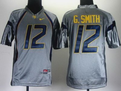 Kids NEW NFL West Virginia Mountaineers 12 Geno Smith Grey College Football NCAA Jerseys