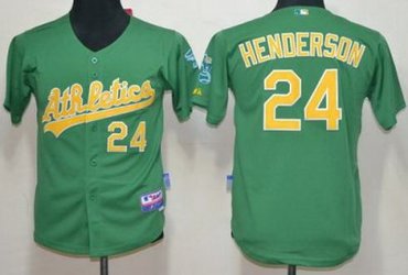 Kids Oakland Athletics 24 Ricky Henderson Green MLB Jerseys Kids Oakland Athletics 24 Ricky Henderson Green MLB Jerseys