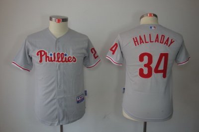 Kids Philadelphia Phillies Roy Halladay 34# Grey Jerseys Kids Philadelphia Phillies Roy Halladay 34# Grey Jerseys