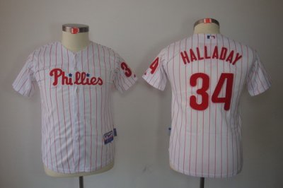 Kids Philadephia Phillis 34 Halladay White Jerseys(Red strip) Kids Philadephia Phillis 34 Halladay White Jerseys(Red strip)