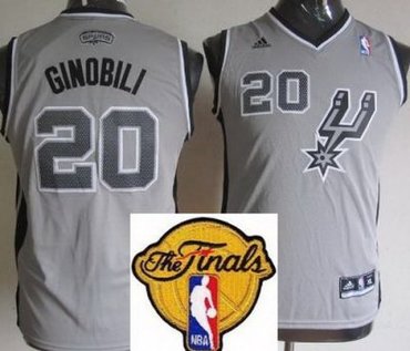 Kids San Antonio Spurs 20 Manu Ginobili Grey Revolution 30 Swingman 2013 Finals Patch NBA Jerseys Kids San Antonio Spurs 20 Manu Ginobili Grey Revolution 30 Swingman 2013 Finals Patch NBA Jerseys