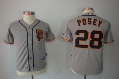 Kids San Francisco Giants 28 Buster Posey Grey Jerseys Kids San Francisco Giants 28 Buster Posey Grey Jerseys