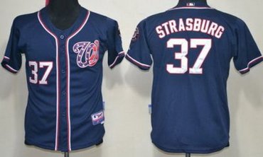 Kids Washington Nationals 37 Stephen Strasburg Blue MLB Jerseys