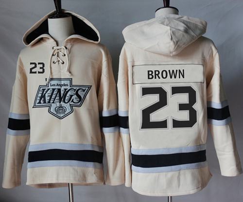 Kings #23 Dustin Brown Cream Sawyer Hooded Sweatshirt Stitched NHL Jersey Kings #23 Dustin Brown Cream Sawyer Hooded Sweatshirt Stitched NHL Jersey