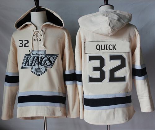 Kings #32 Jonathan Quick Cream Sawyer Hooded Sweatshirt Stitched NHL Jersey Kings #32 Jonathan Quick Cream Sawyer Hooded Sweatshirt Stitched NHL Jersey