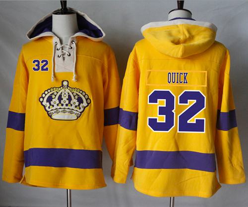 Kings #32 Jonathan Quick Gold Sawyer Hooded Sweatshirt Stitched NHL Jersey Kings #32 Jonathan Quick Gold Sawyer Hooded Sweatshirt Stitched NHL Jersey