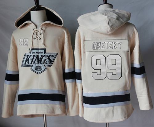 Kings #99 Wayne Gretzky Cream Sawyer Hooded Sweatshirt Stitched NHL Jersey Kings #99 Wayne Gretzky Cream Sawyer Hooded Sweatshirt Stitched NHL Jersey