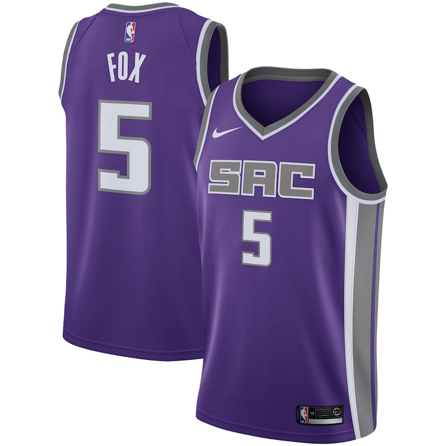 Kings 5 De'Aaron Fox Purple Nike Swingman Jersey
