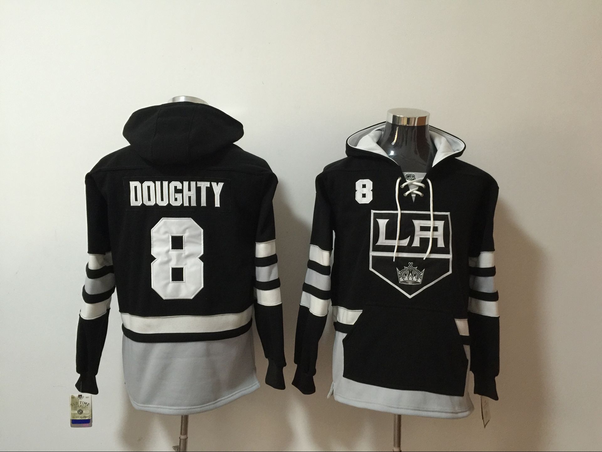 Kings 8 Drew Doughty Black All Stitched Hooded Sweatshirt Kings 8 Drew Doughty Black All Stitched Hooded Sweatshirt