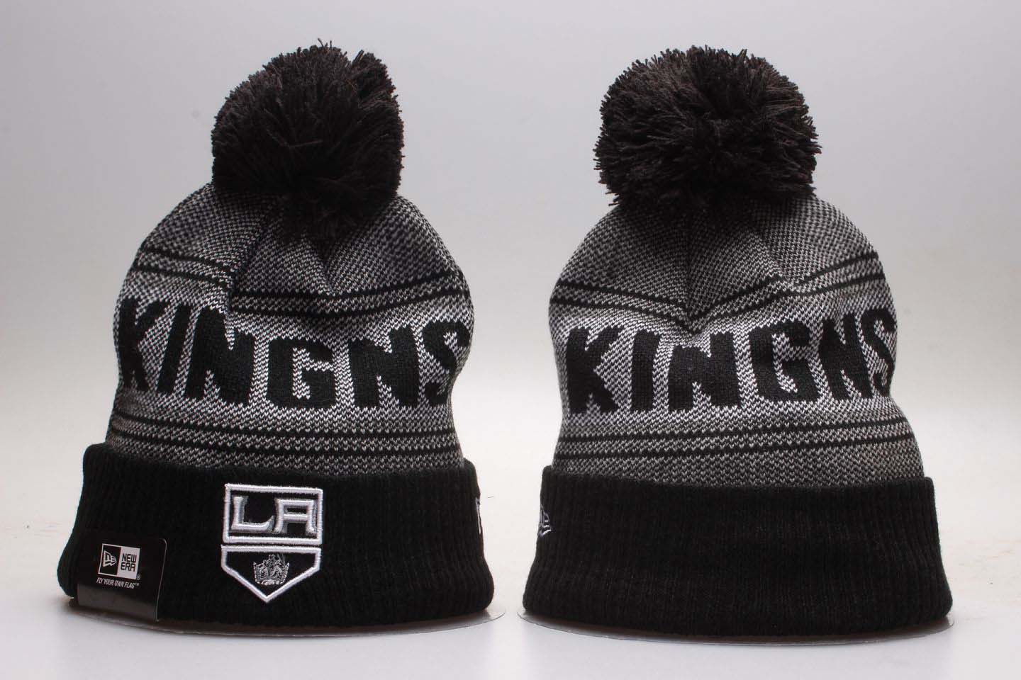 Kings Black Mascot Cuffed Pom Knit Hat YP