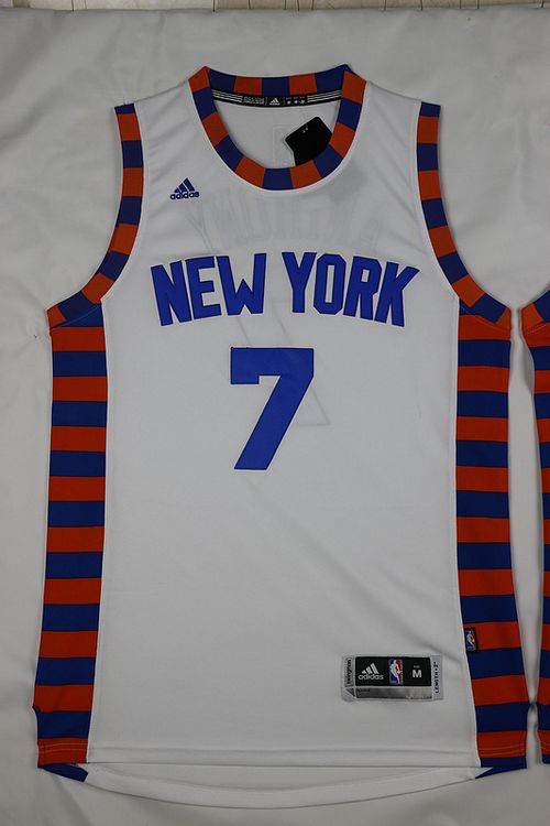 Knicks #7 Carmelo Anthony White Hardwood Classics Performance Stitched NBA Jersey