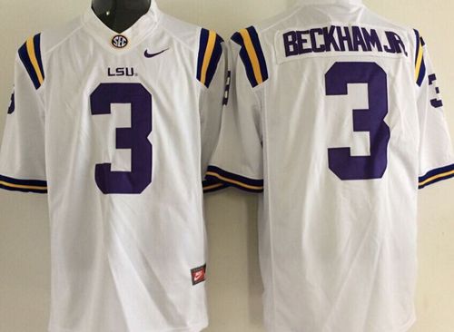 LSU Tigers #3 Odell Beckham Jr White Stitched NCAA Jersey LSU Tigers #3 Odell Beckham Jr White Stitched NCAA Jersey