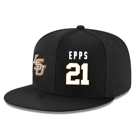 LSU Tigers 21 Aaron Epps Black Adjustable Hat