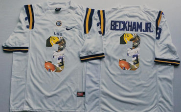 LSU Tigers 3 Odell Beckham Jr. White Portrait Number College Jersey LSU Tigers 3 Odell Beckham Jr. White Portrait Number College Jersey