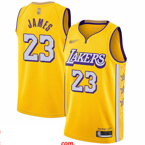 Lakers #23 LeBron James Gold Basketball Swingman City Edition 2019 20 Jersey