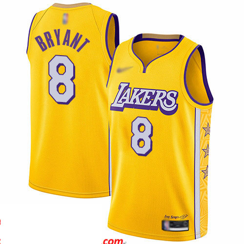 Lakers #8 Kobe Bryant Gold Basketball Swingman City Edition 2019 20 Jersey