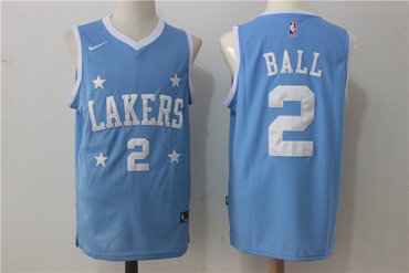 Lakers 2 Lonzo Ball Light Blue Nike Stitched Jersey