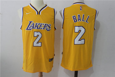 Lakers 2 Lonzo Ball Yellow Nike Jersey