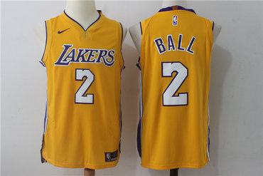 Lakers 2 Lonzo Ball Yellow Nike Jersey
