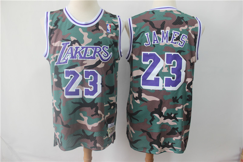 Lakers 23 Lebron James Camo 2018-19 Hardwood Classics Jersey