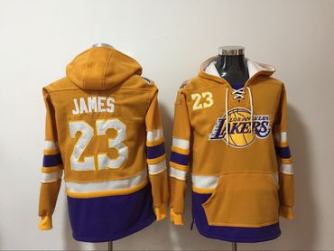 Lakers 23 Lebron James Yellow All Stitched Hooded Sweatshirt Lakers 23 Lebron James Yellow All Stitched Hooded Sweatshirt