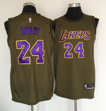Lakers 24 Kobe Bryant Olive Nike Swingman Jersey