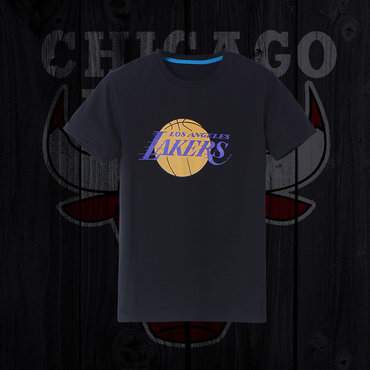 Lakers Fresh Logo Black Men's Short Sleeve T-Shirt Lakers Fresh Logo Black Men's Short Sleeve T-Shirt
